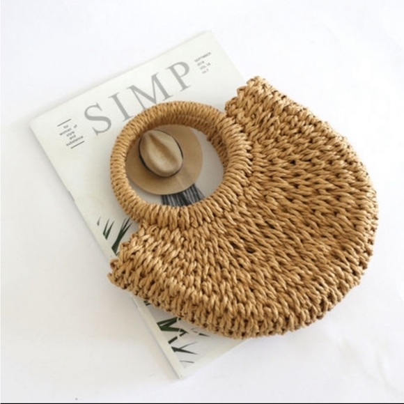 New half moon shaped beach woven straw hanbags - Picture 6 of 6